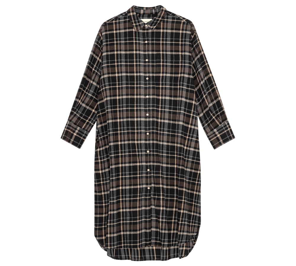 Floret Check skjortekjole - brun/sort